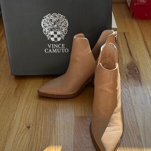 Vince Camuto Camel Leather Ankle Booties